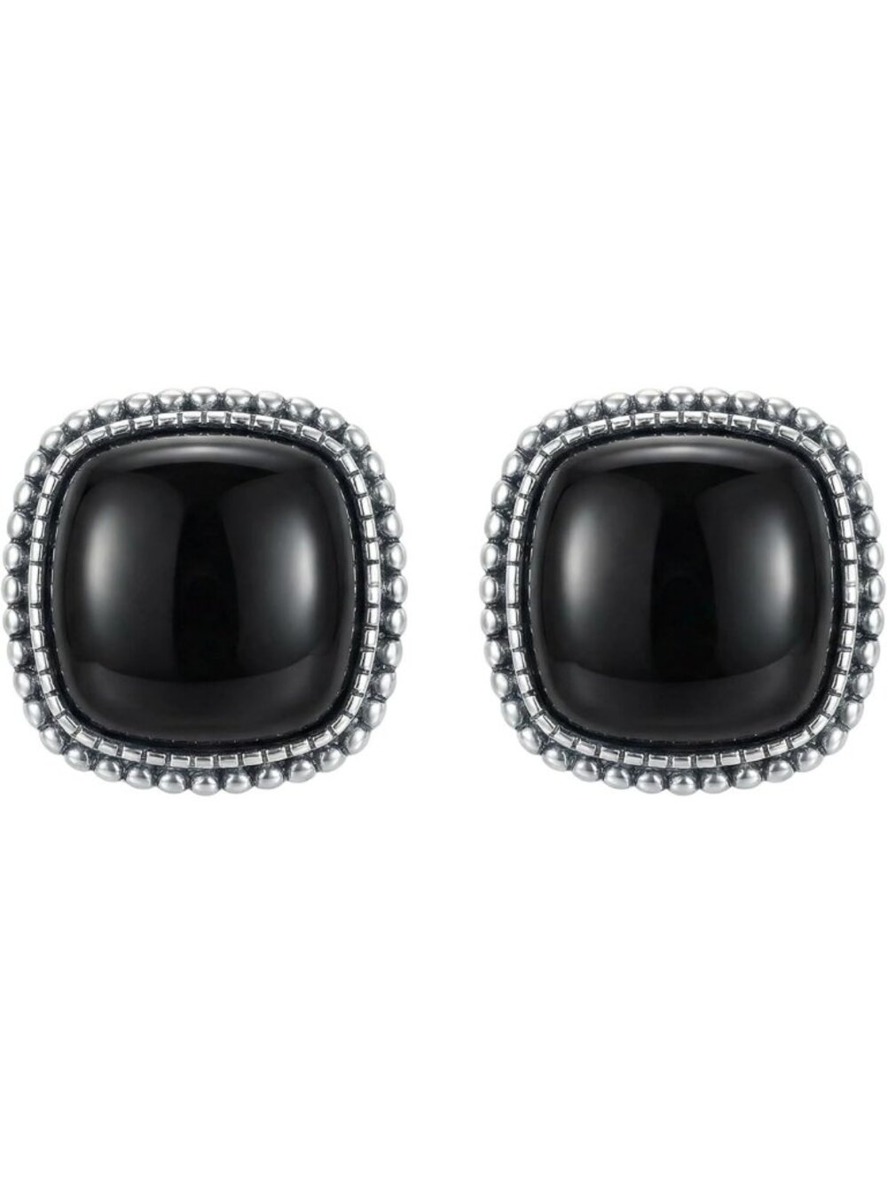 Vintage 925 Sterling Silver Stud Earrings with 10mm Cushion Cut Gemstone